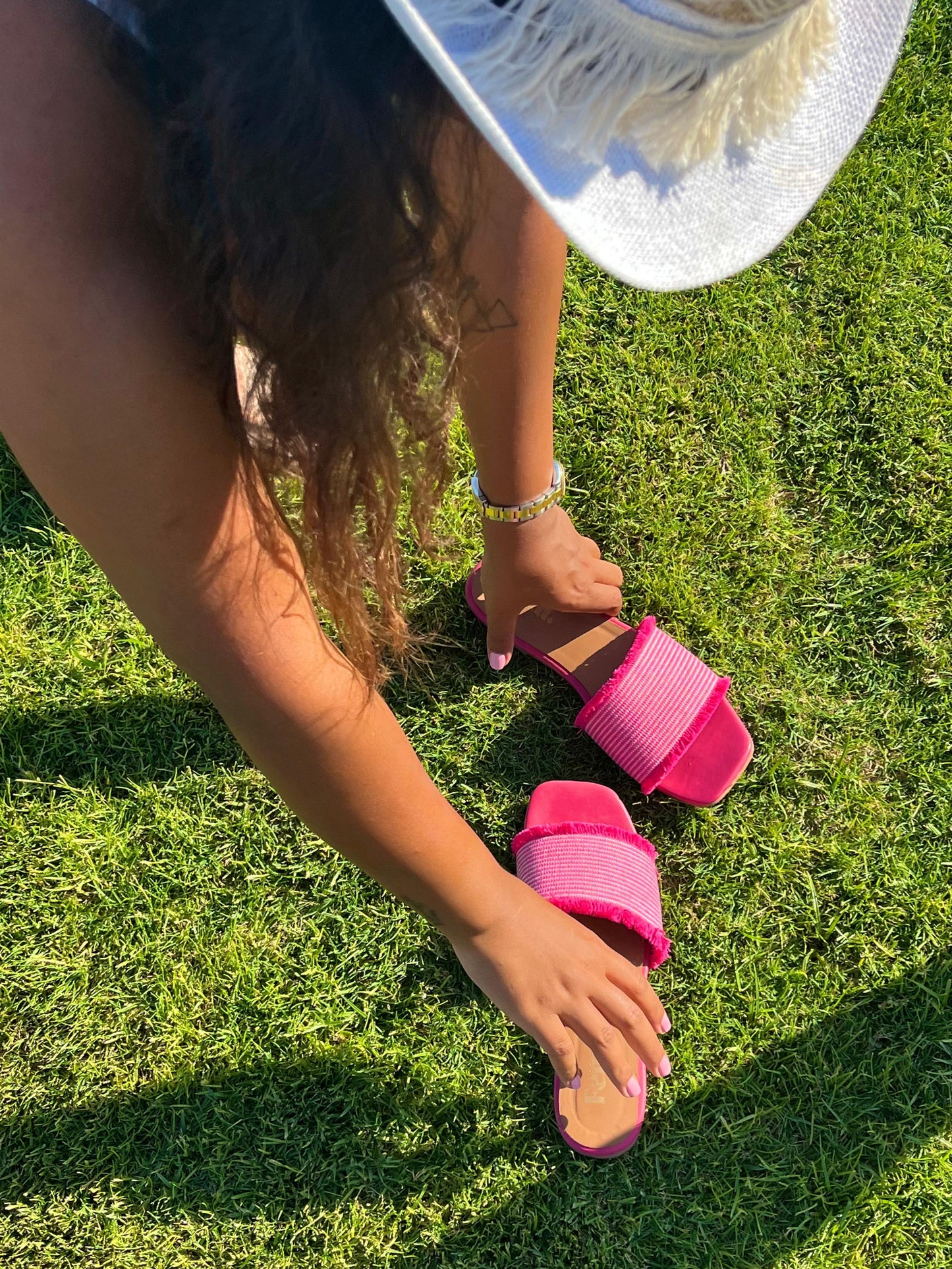 Fringed Flats in Pink