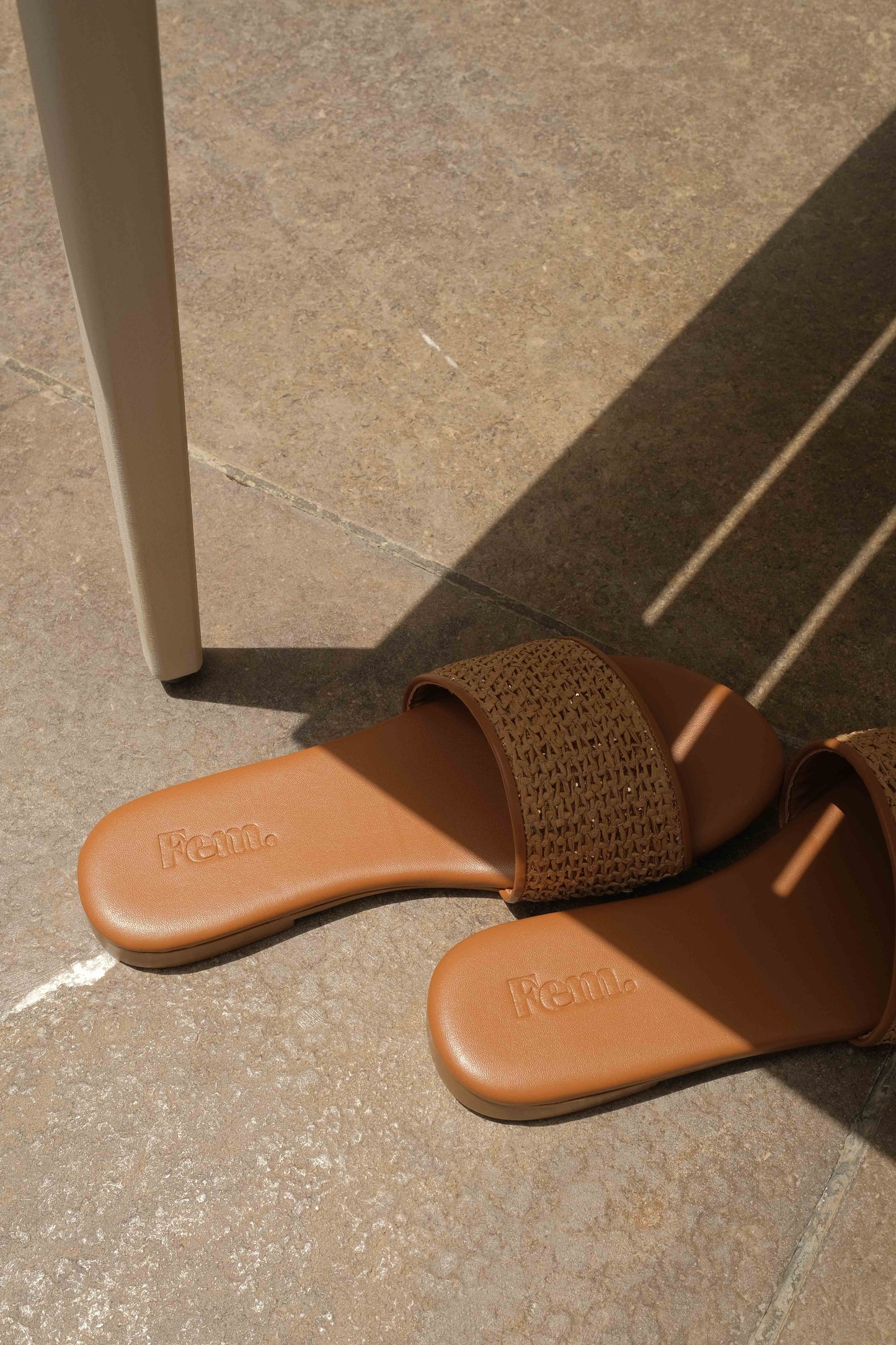 Raffia Flats in Tan