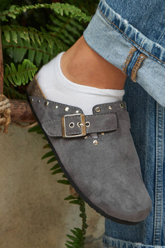 Studded Clogs in Ash Grey